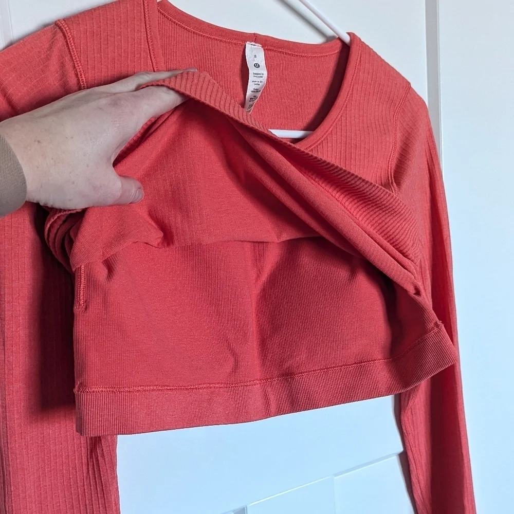 Lululemon Ebb To Street Long Sleeve Crop - Coral sz 8
